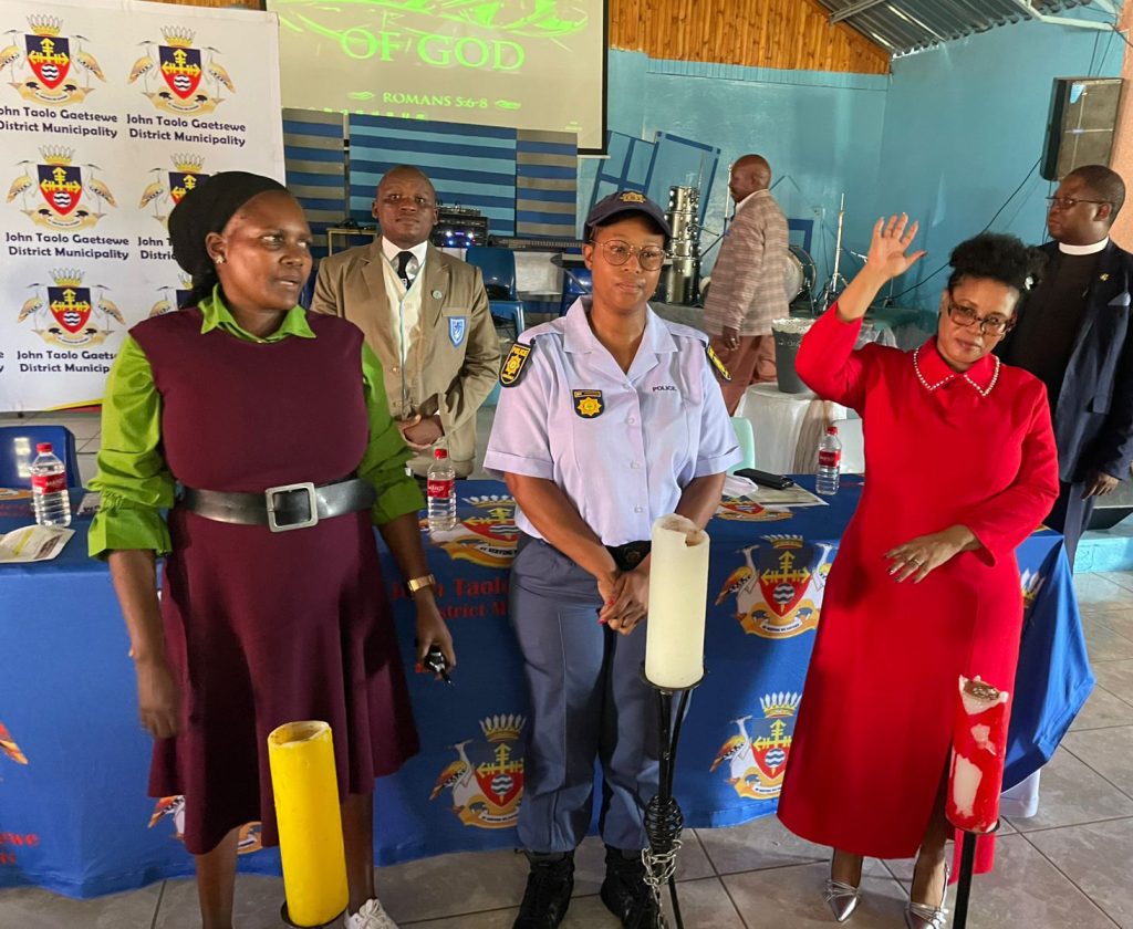 The Executive Mayor of JTG Councillor Queen Mokgatle-Thoane (right) with some of the stakeholders in serious engagement over GBV in the region.